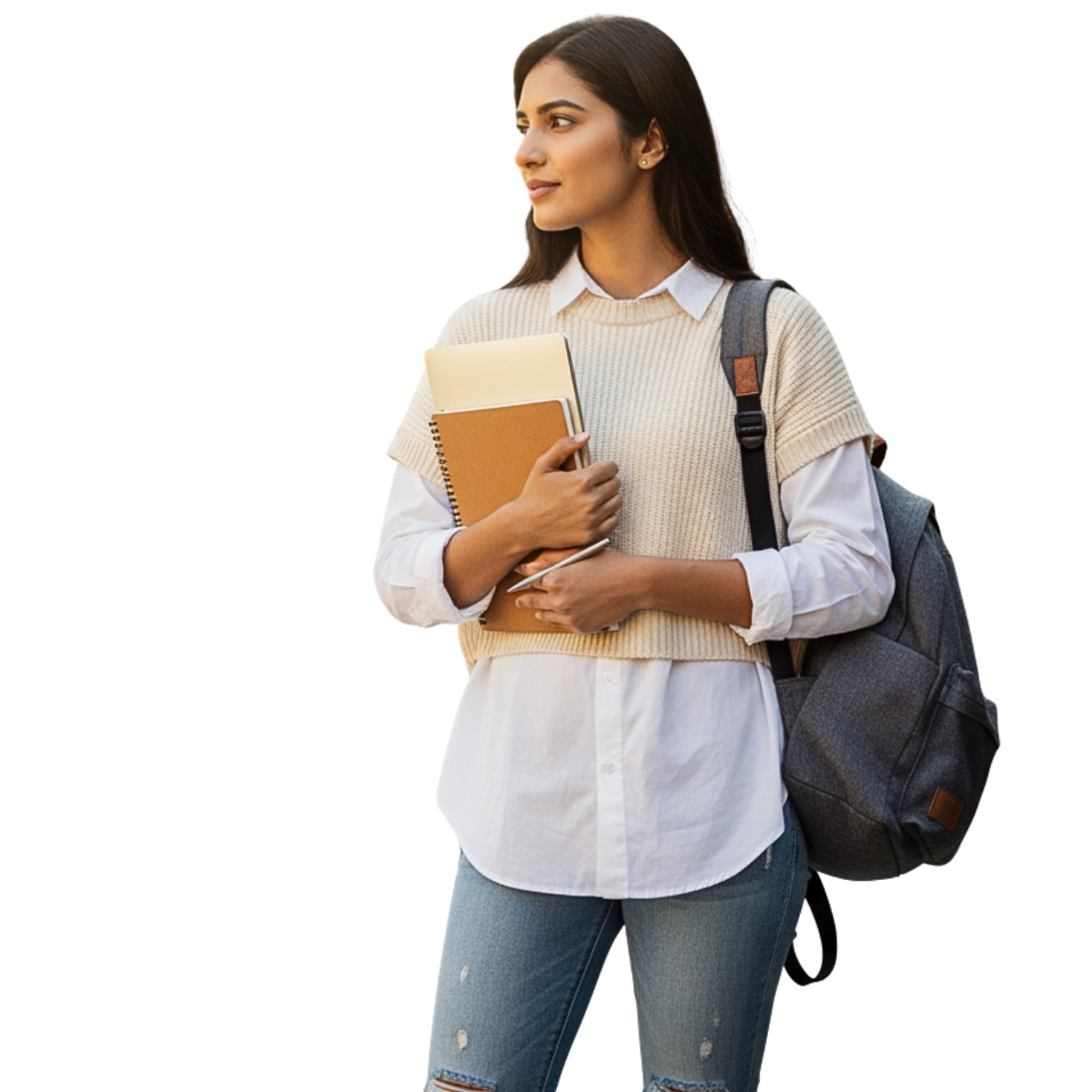 hero banner girl with books