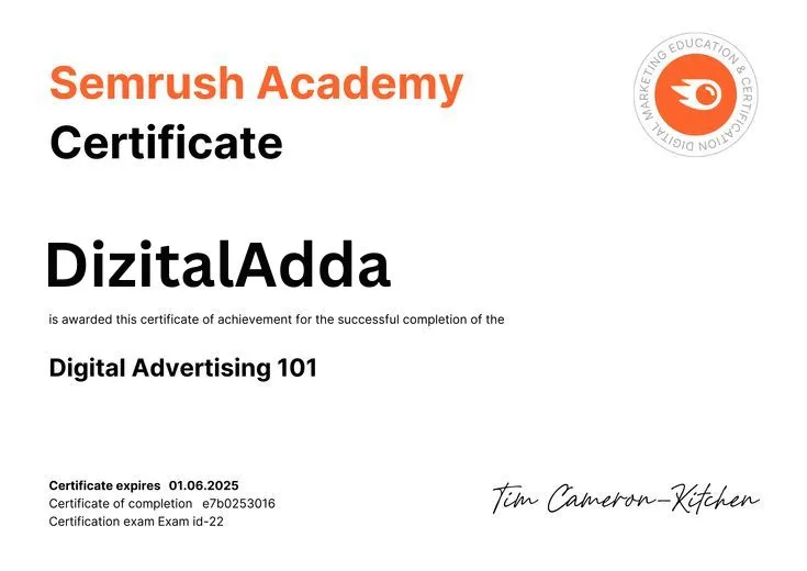 Semrush Certificate